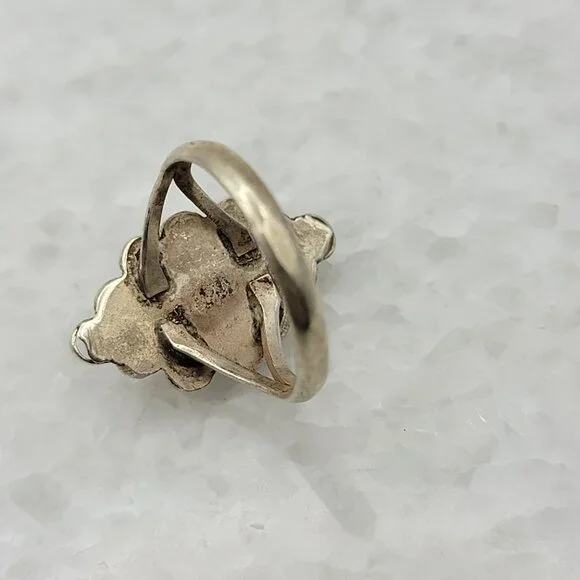 925 Sterling Silver Coral Ring 6.5 - Picture 5 of 6